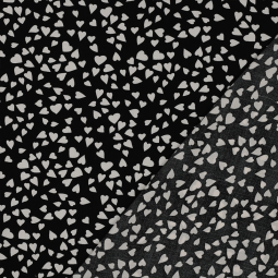 Tissu Viscose - Coeur blanc noir
