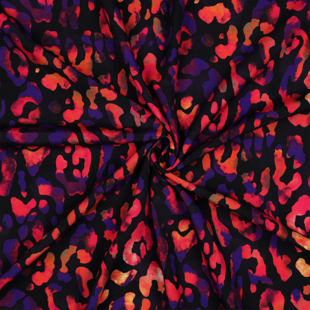Tissu Viscose - Digital animal noir