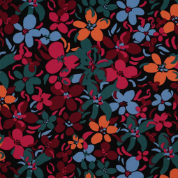 Tissu Viscose - Fleurs d'automne noir