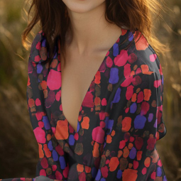 Tissu satin viscose - Aquarelle rouge