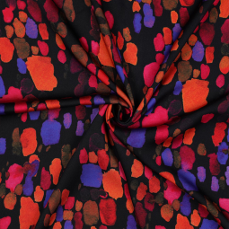 Tissu satin viscose - Aquarelle rouge