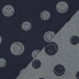 Tissu denim - Smileys indigo