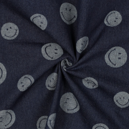 Tissu denim - Smileys indigo