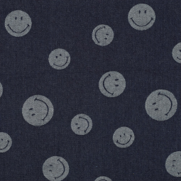 Tissu denim - Smileys indigo