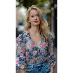 Tissu double gaze - Digital flower