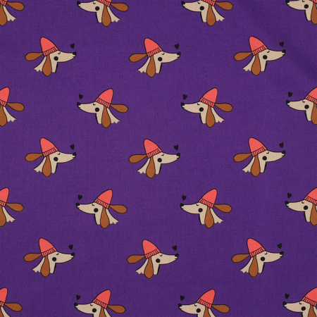 Tissu popeline - dogs purple