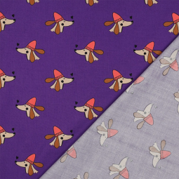 Tissu popeline - dogs purple