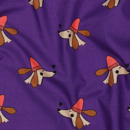 Tissu popeline - dogs purple