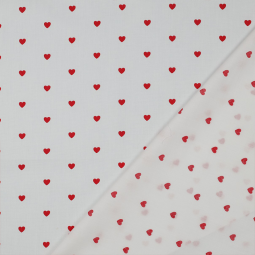 Tissu popeline - Cœurs rouges
