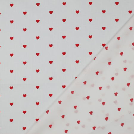 Tissu popeline - Cœurs rouges