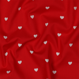 Tissu popeline - Cœurs blanc