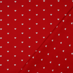 Tissu popeline - Cœurs blanc