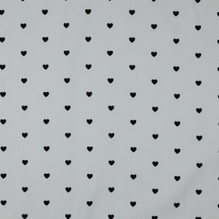 Tissu popeline - Cœurs noirs