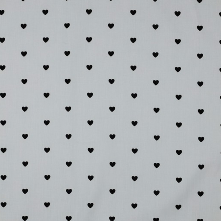 Tissu popeline - Cœurs noirs