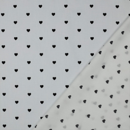 Tissu popeline - Cœurs noirs