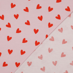 Tissu flanelle - Cœurs roses