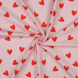 Tissu flanelle - Cœurs roses