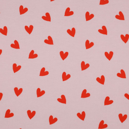 Tissu flanelle - Cœurs roses