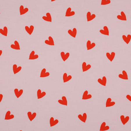 Tissu flanelle - Cœurs roses