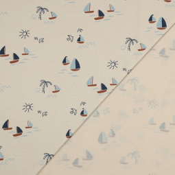 Tissu jersey - natural boats