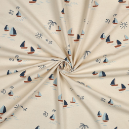 Tissu jersey - natural boats