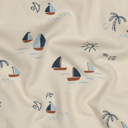 Tissu jersey - natural boats