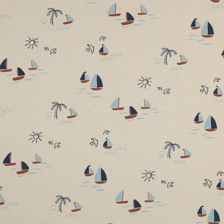 Tissu jersey - natural boats