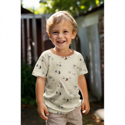 Tissu jersey - natural boats