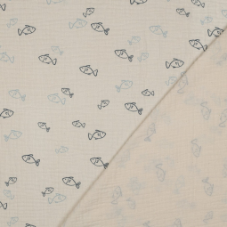 Tissu double gaze - natural fish