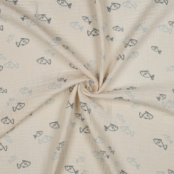 Tissu double gaze - natural fish