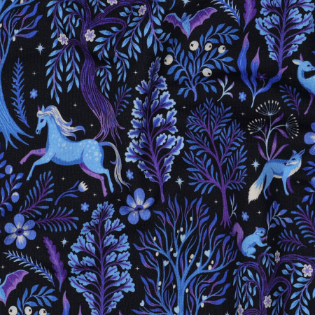 Tissu sweat french terry - Forest animals marine