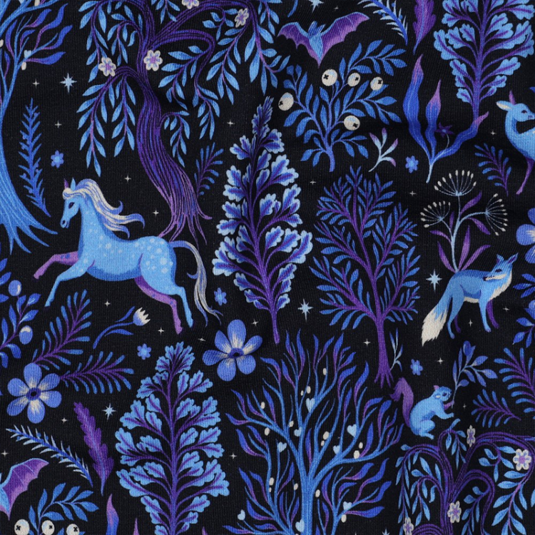 Tissu sweat french terry - Forest animals marine