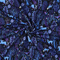 Tissu sweat french terry - Forest animals marine