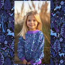 Tissu sweat french terry - Forest animals marine