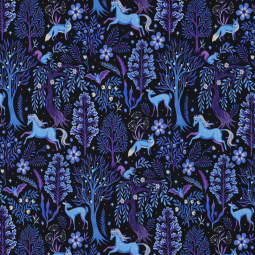 Tissu sweat french terry - Forest animals marine