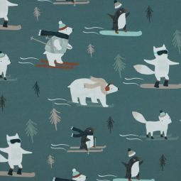 Tissu sweat french terry - Winter animals