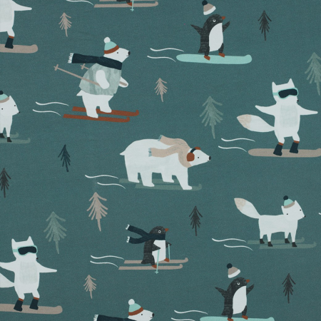 Tissu sweat french terry - Winter animals
