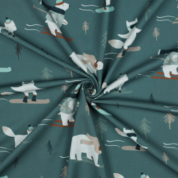 Tissu sweat french terry - Winter animals