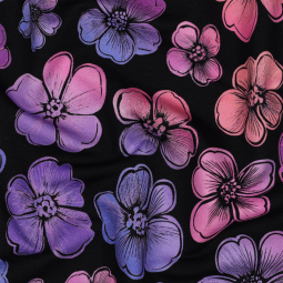 Tissu sweat french terry - Flowers navy