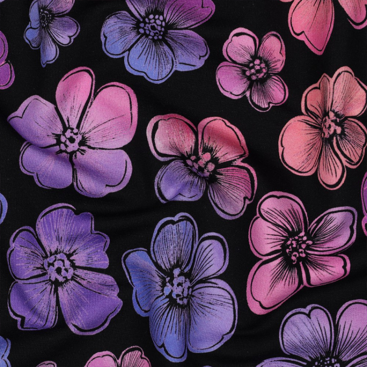 Tissu sweat french terry - Flowers navy