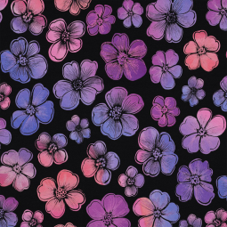 Tissu sweat french terry - Flowers navy