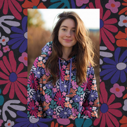 Tissu sweat - Fleurs indigo