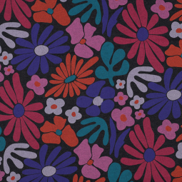 Tissu sweat - Fleurs indigo