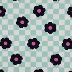 Tissu soft sweat - Flowers green