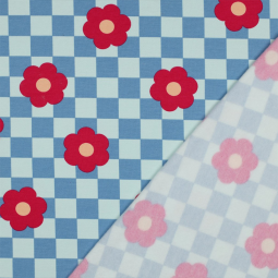 Tissu soft sweat - Flowers blue