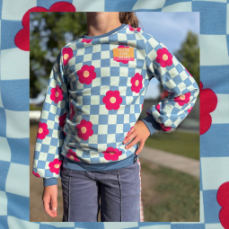 Tissu soft sweat - Flowers blue