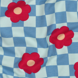 Tissu soft sweat - Flowers blue