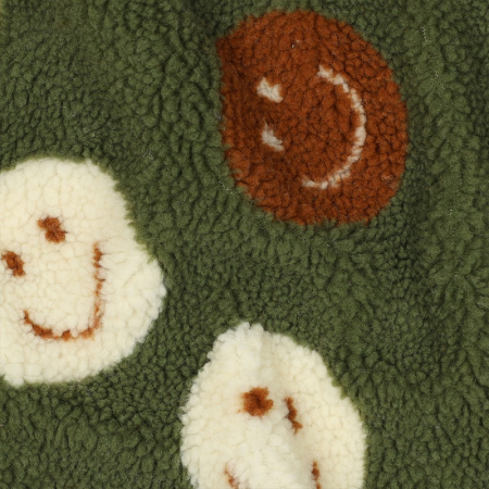 Tissu sherpa - Happy faces green