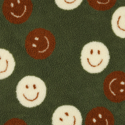 Tissu sherpa - Happy faces green