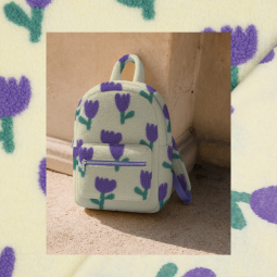 Tissu sherpa - Tulipes violettes
